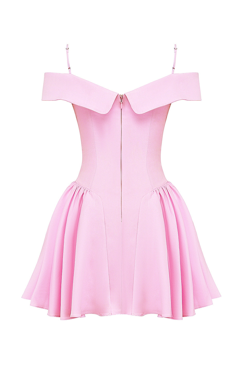 cotton candy twill off shoulder mini dress