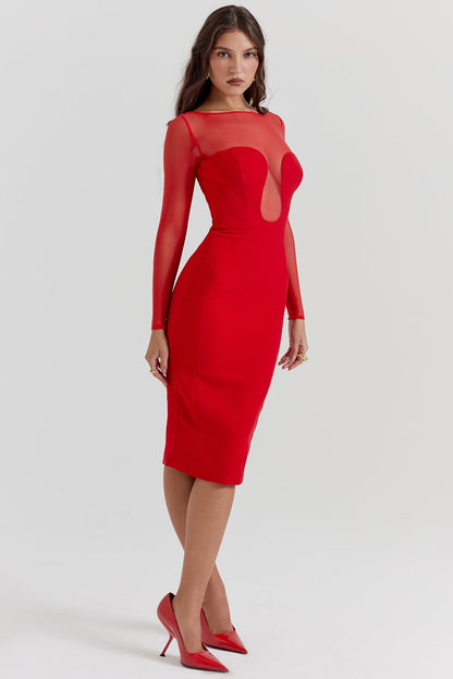 scarlet plunge midi dress