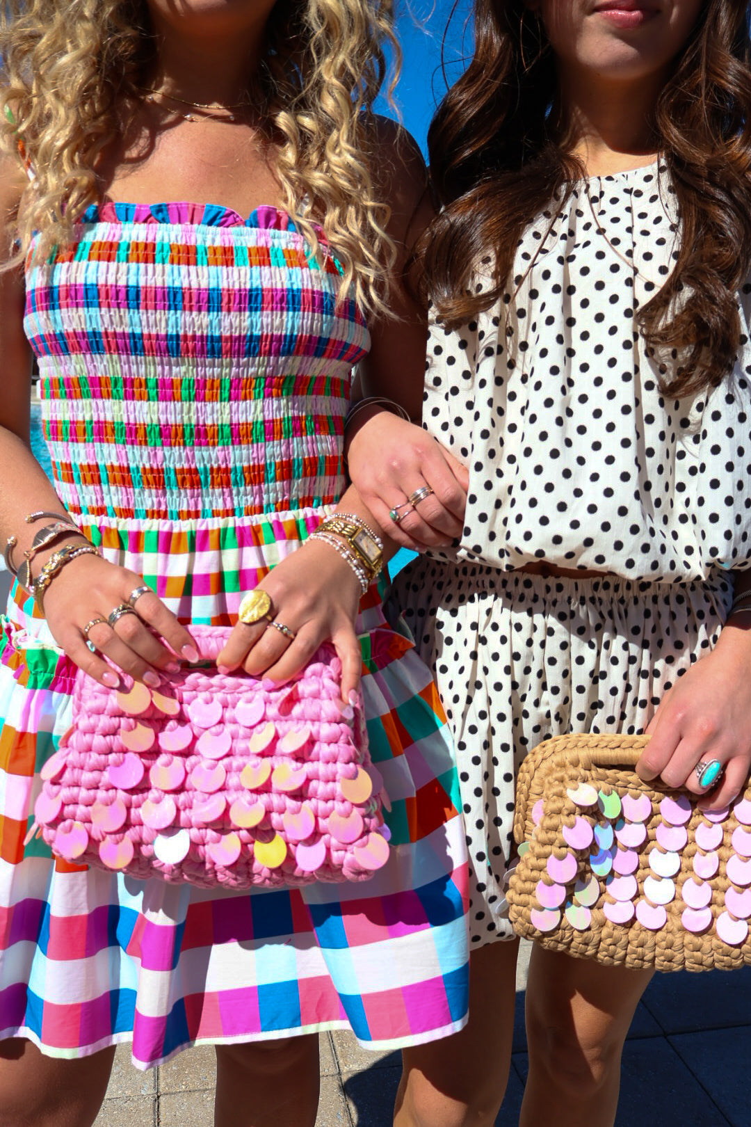 Colorblock Gingham Smocked Mini Dress