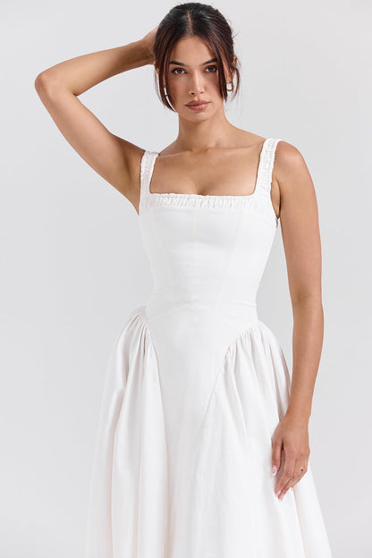 white cotton midi sundress