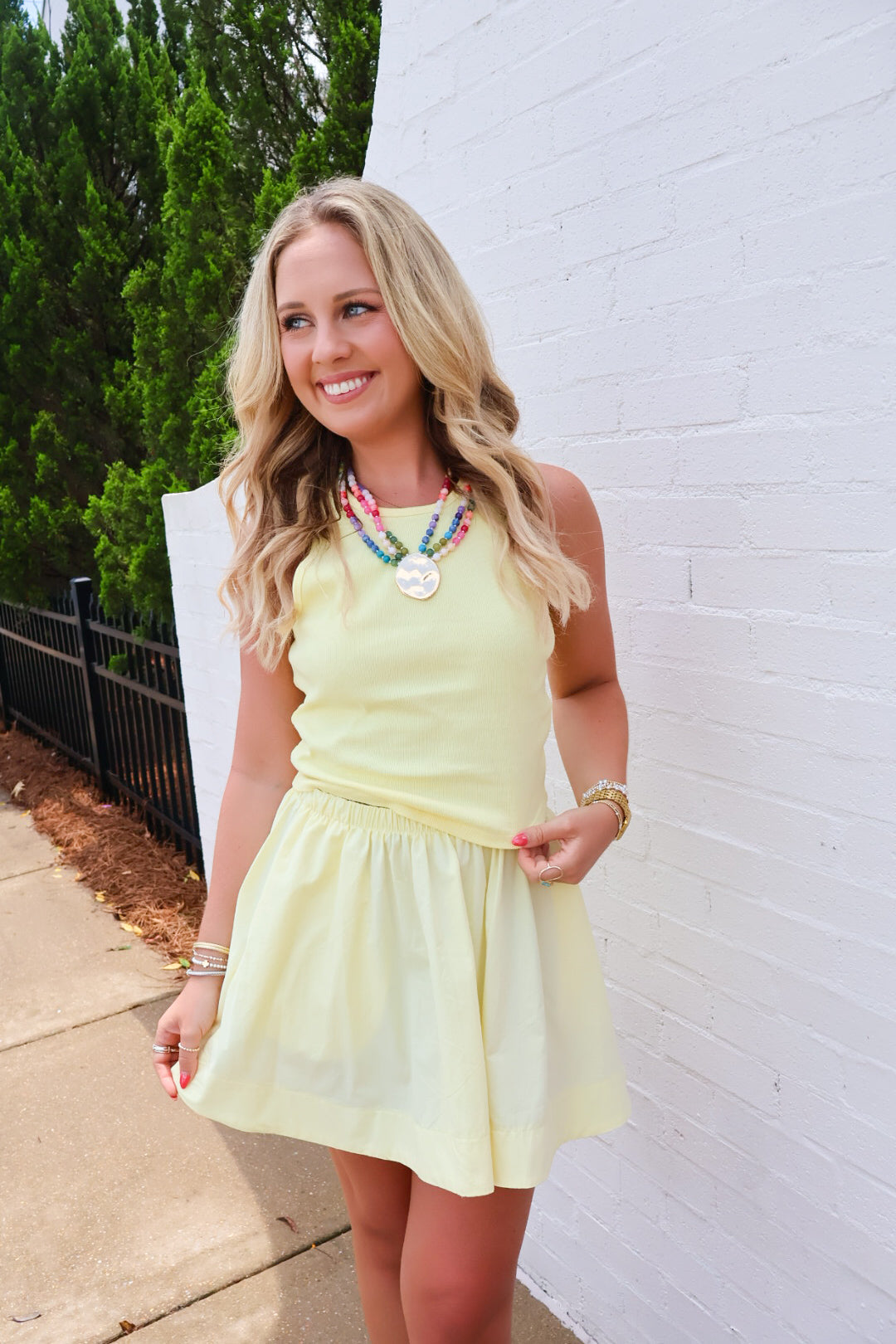 Tank + Flared Skirt Set - Yellow
