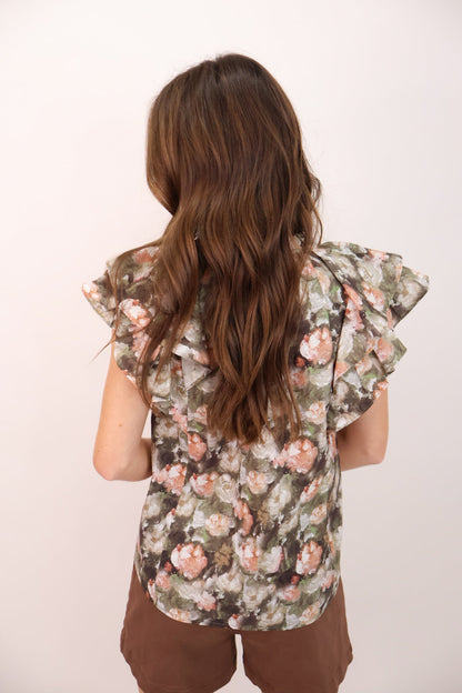 Autumn Bloom Ruffle Top