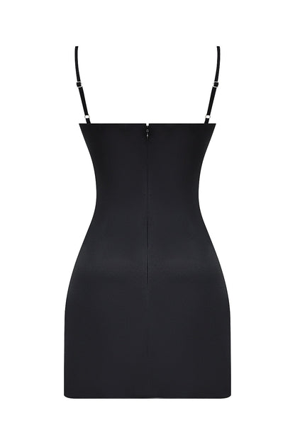 black square neck a-line mini dress - sale