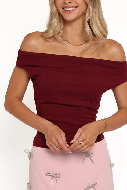 Darina Off Shoulder Top - Bordeaux