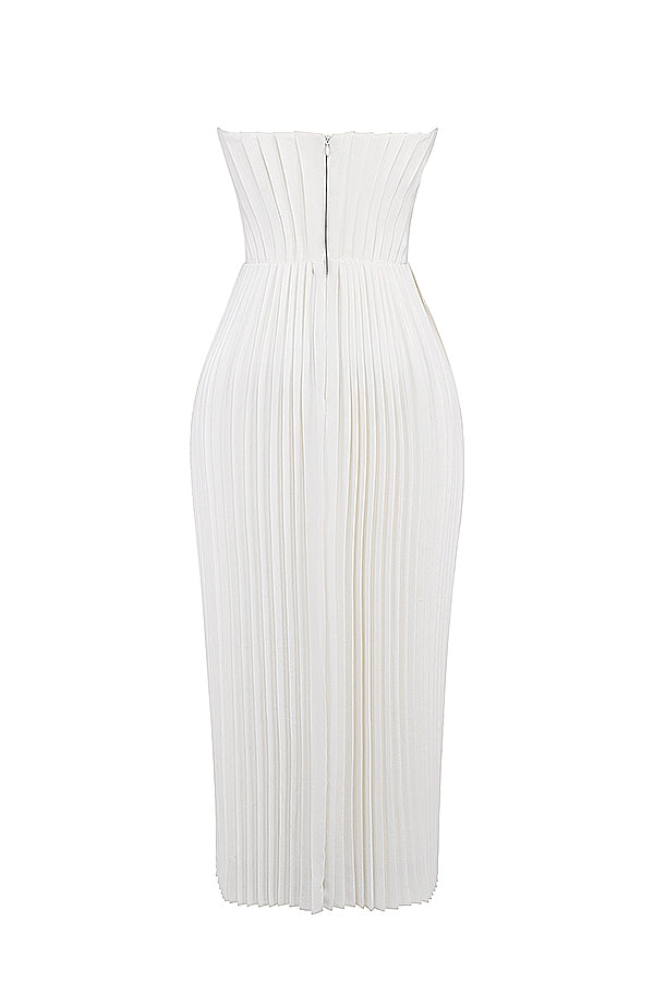 ivory pleated maxi dress