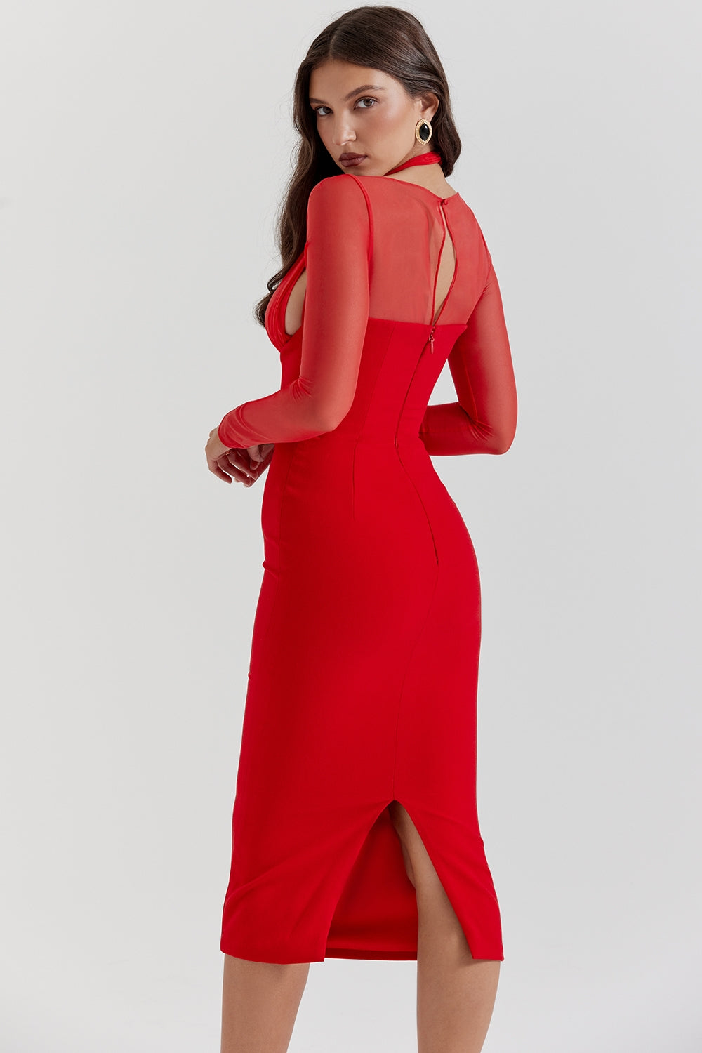scarlet plunge midi dress