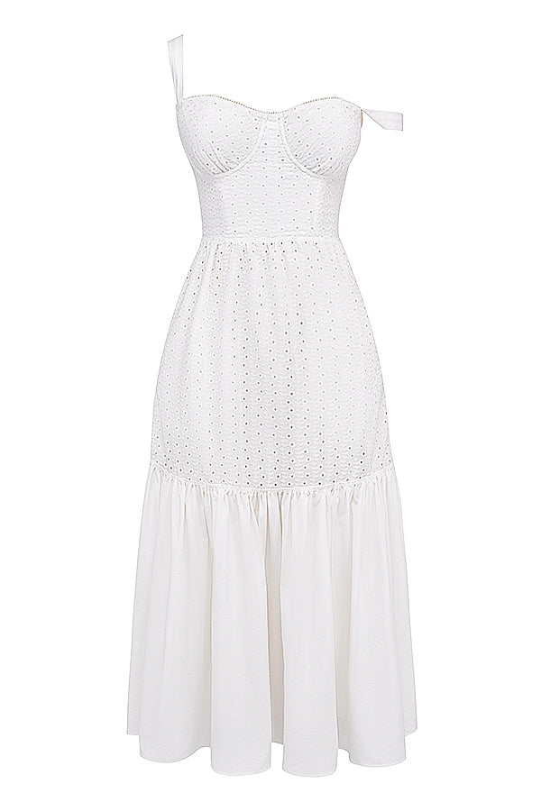 white broderie anglaise midi sundress