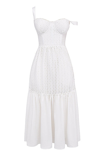 white broderie anglaise midi sundress