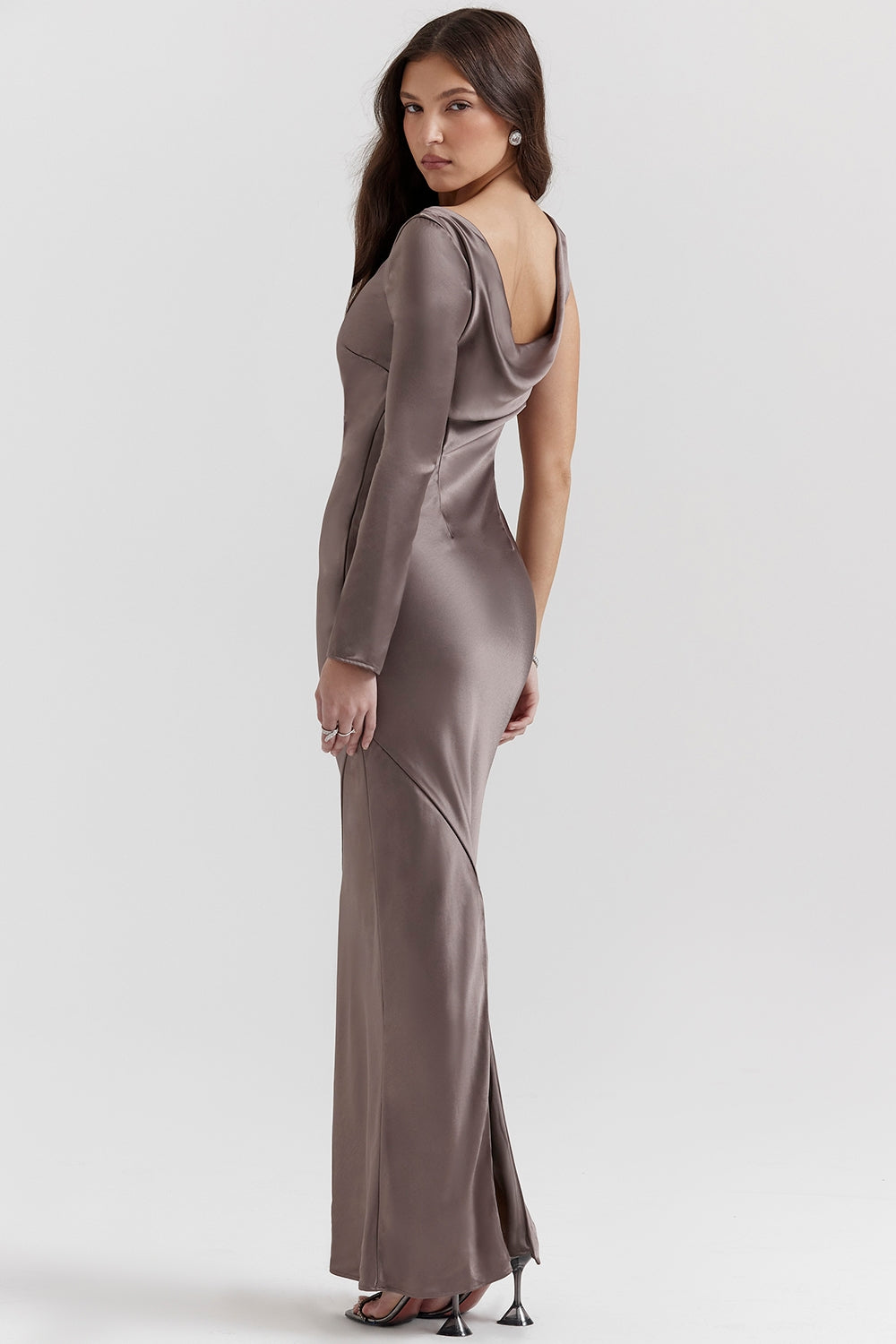 smoke one sleeve maxi dress