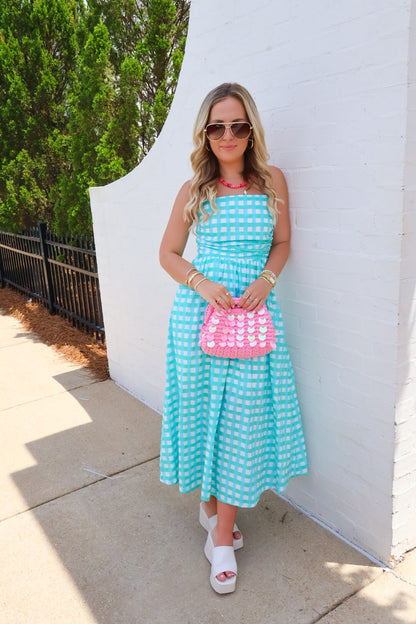 Checkered Midi Dress - Mint