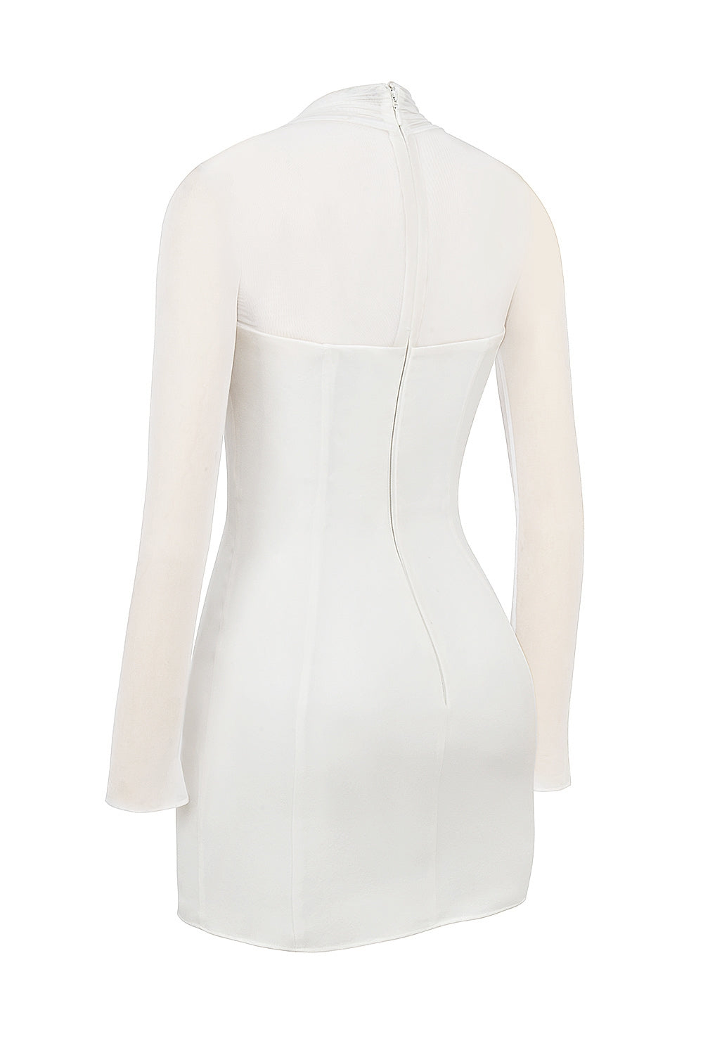 white plunge mini dress