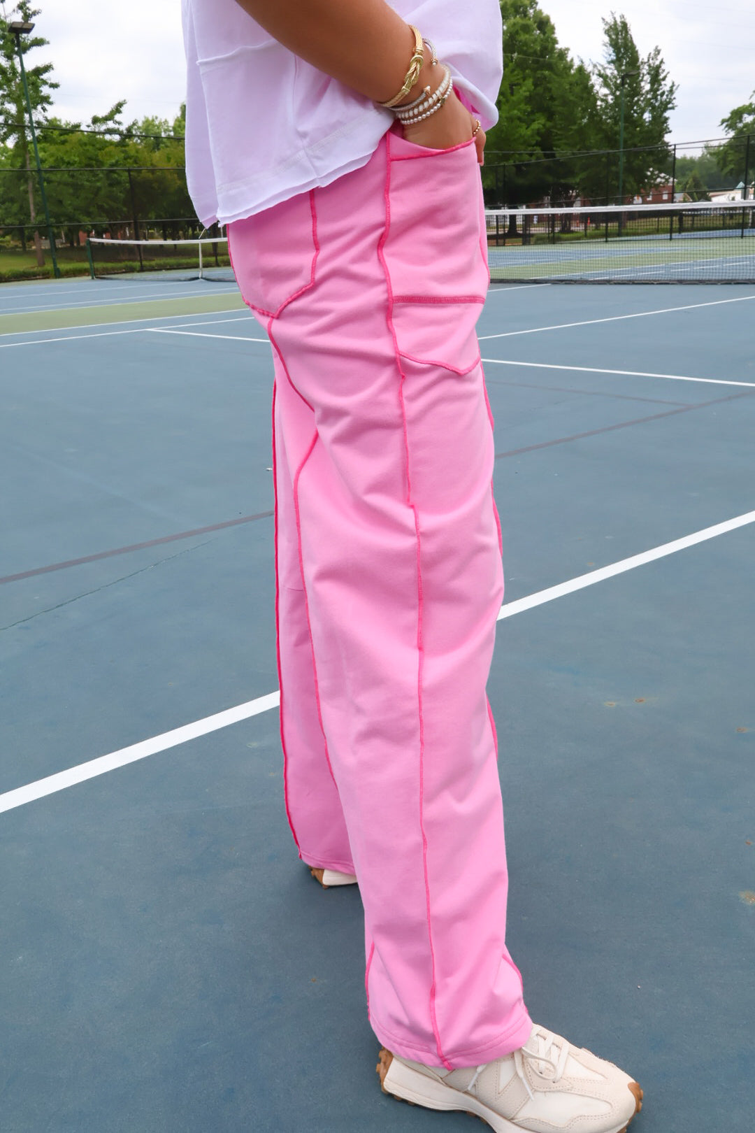 Casual Wide Leg Pink Pants