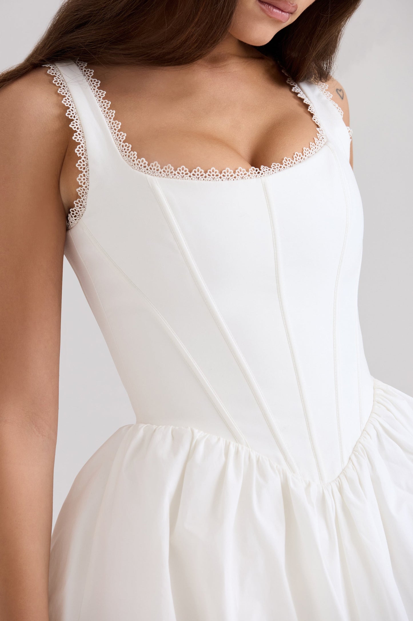 white stretch cotton mini dress