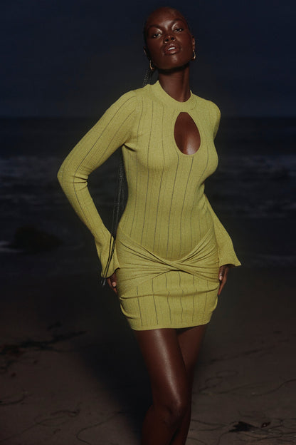 pistachio long sleeve mini dress