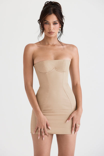 stone strapless mini dress