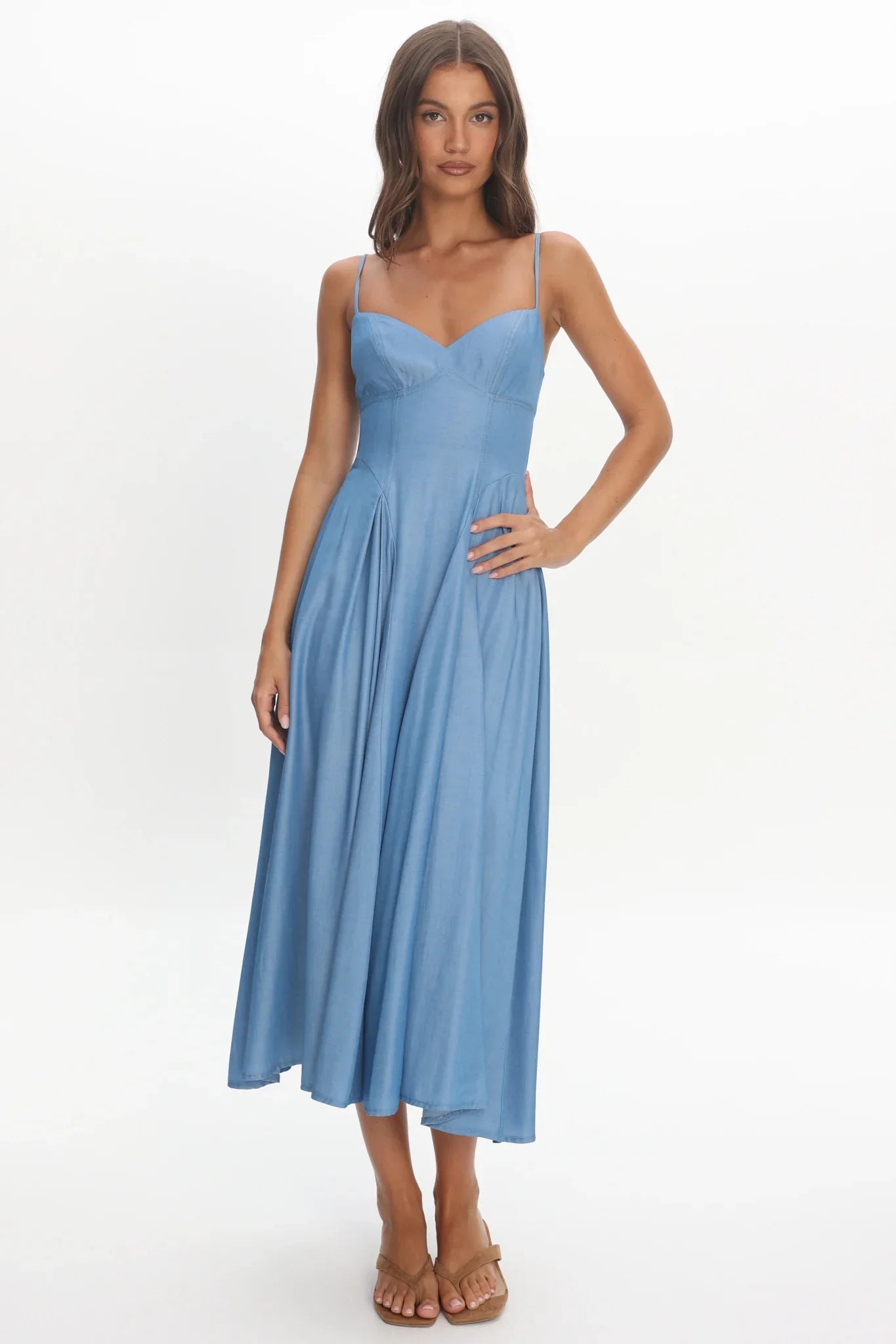 Take It All Cami Strap Midi Dress Light Blue