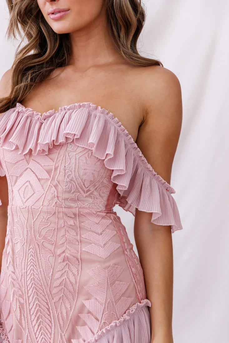 Dreamy Off-Shoulder Mini Dress Blush
