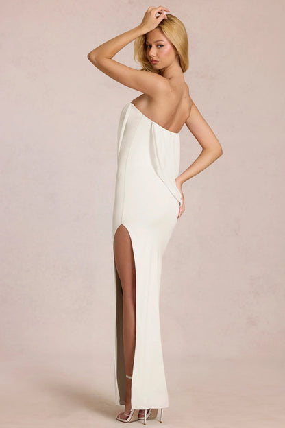 Bandeau Draped Maxi Dress in Ivory
