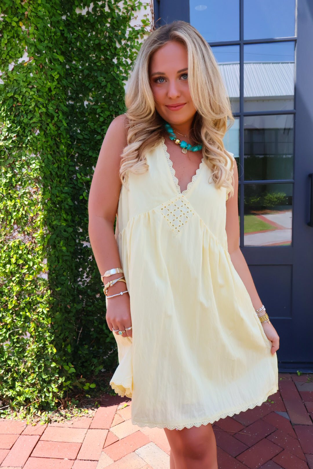 Butter Yellow Babydoll Mini Dress