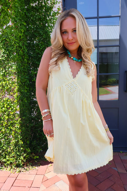 Butter Yellow Babydoll Mini Dress
