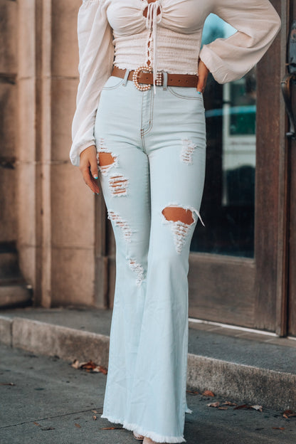 Rodeo Distressed Bell Bottoms (Light Wash) FINAL SALE