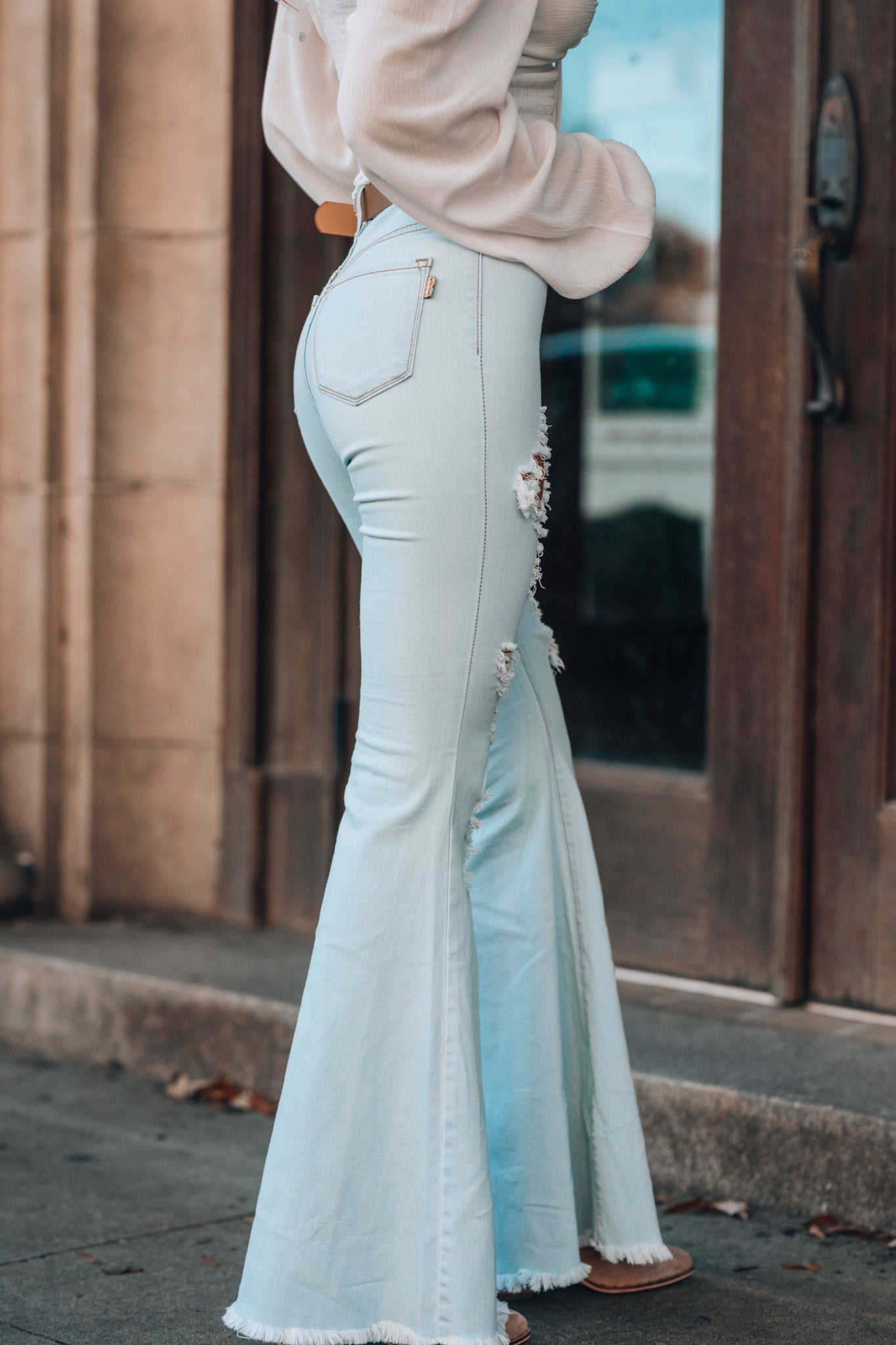 Rodeo Distressed Bell Bottoms (Light Wash) FINAL SALE