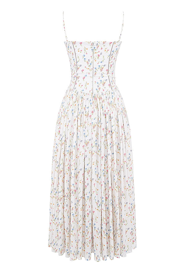 white posy print cotton maxi sundress