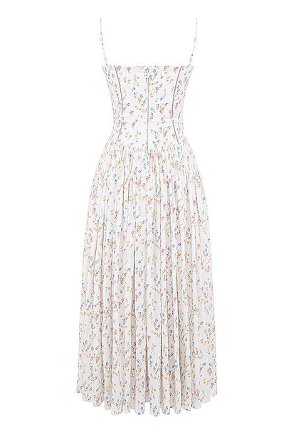 white posy print cotton maxi sundress