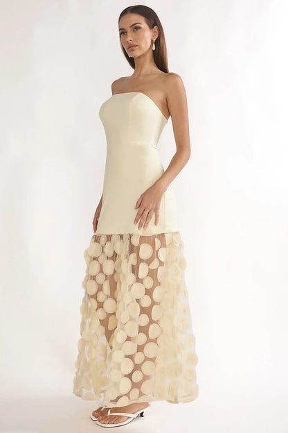 Divora Embellished Hem Maxi Dress Butter