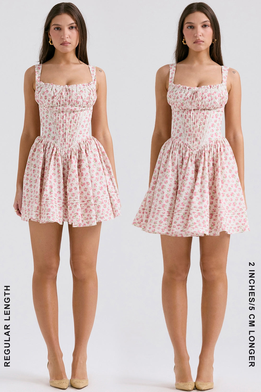 white rosebud print cotton mini dress