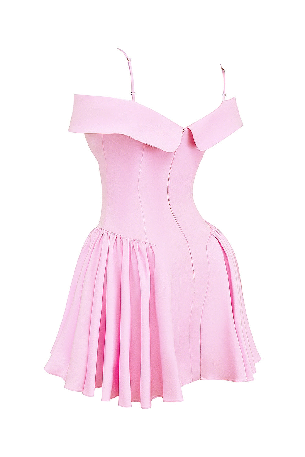 cotton candy twill off shoulder mini dress