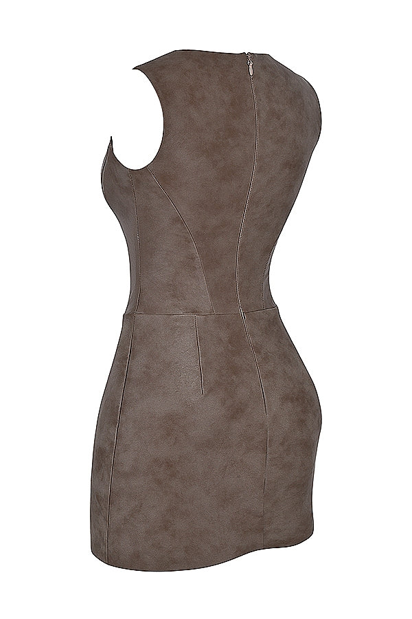mocha corset mini dress