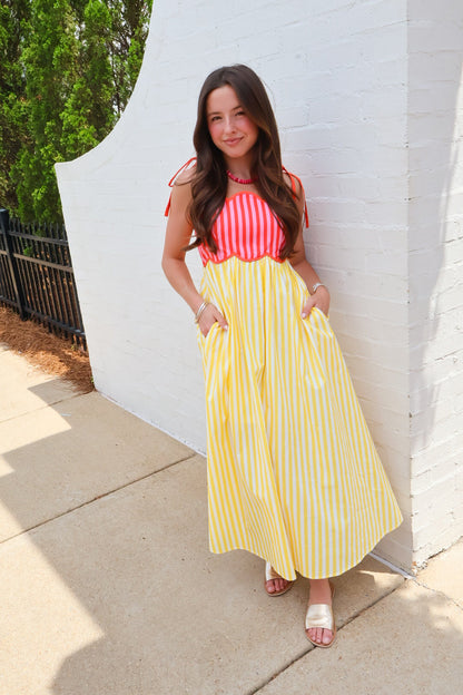 Sunset Stripes Midi Dress