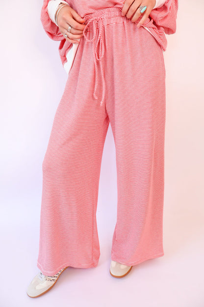 Red Stripe Open-Back Lounge Set
