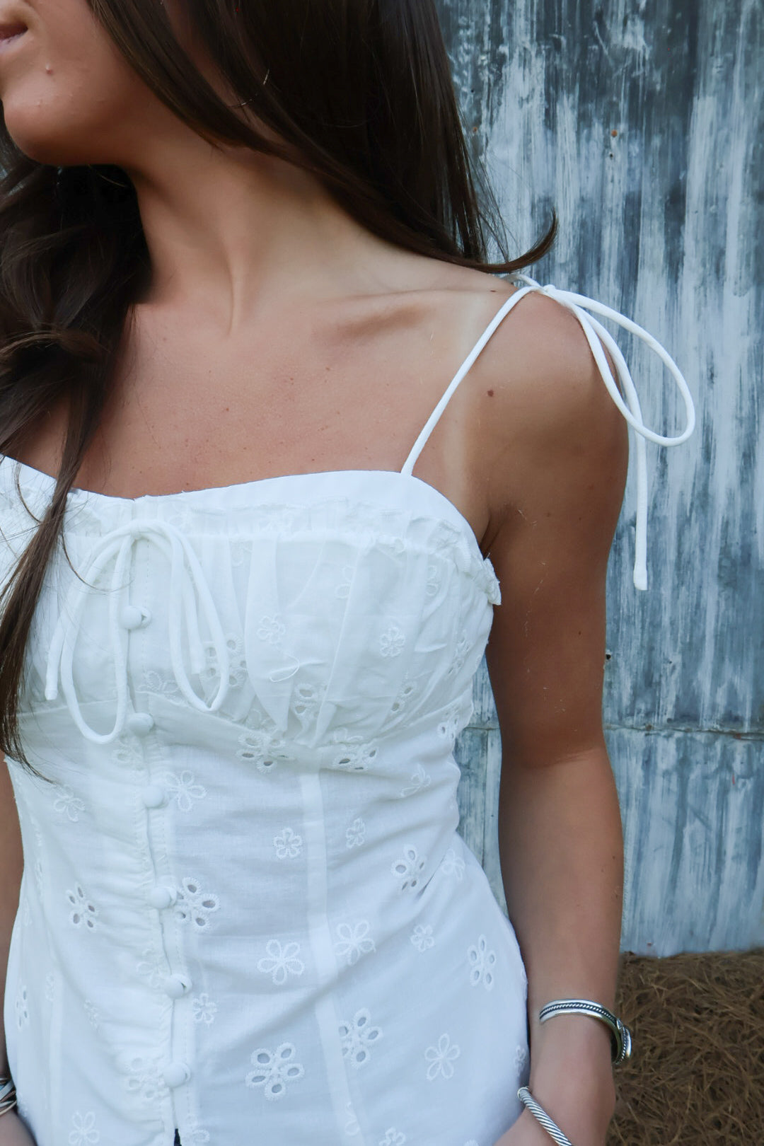 White Eyelet Cami Top