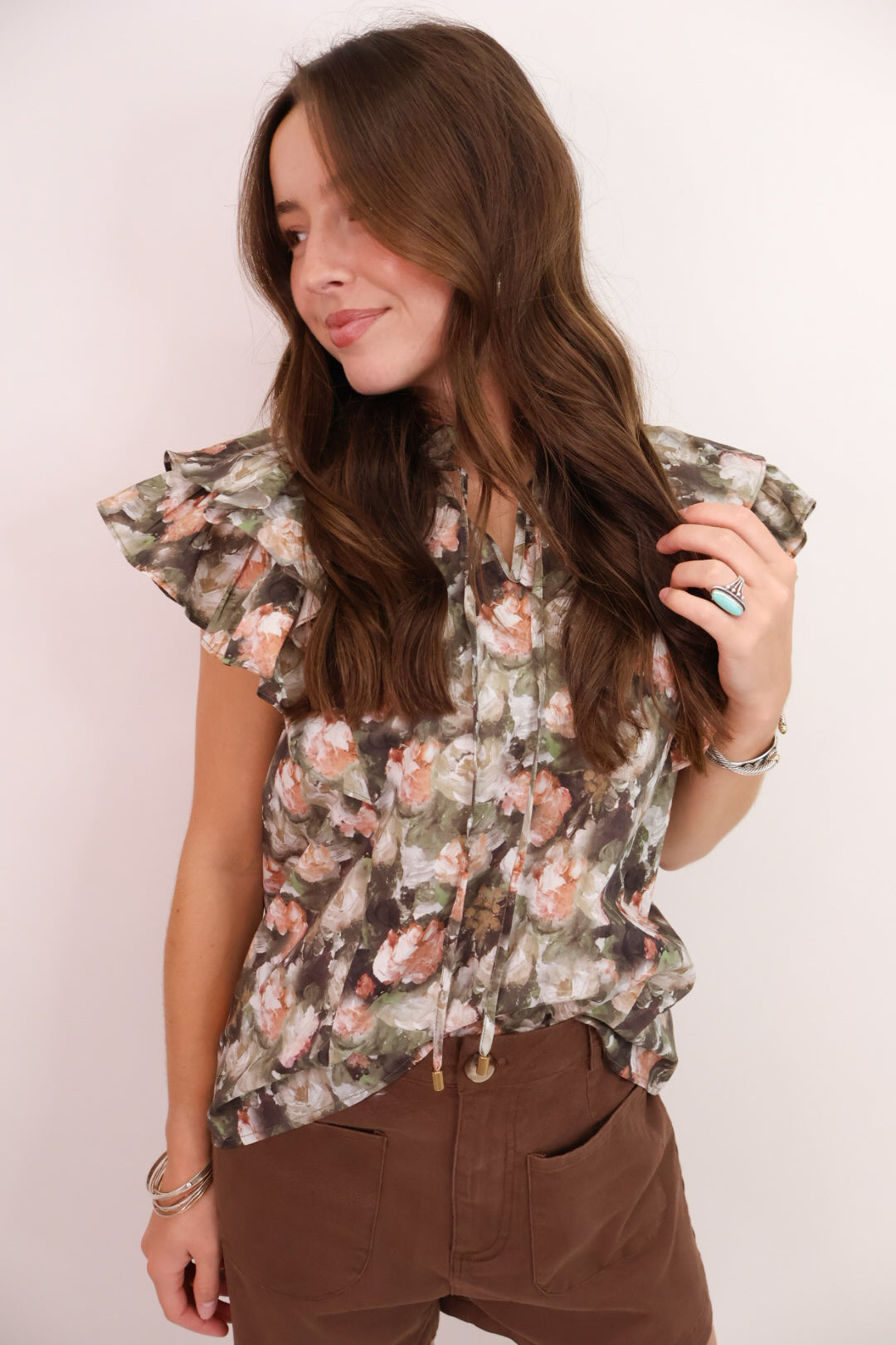 Autumn Bloom Ruffle Top