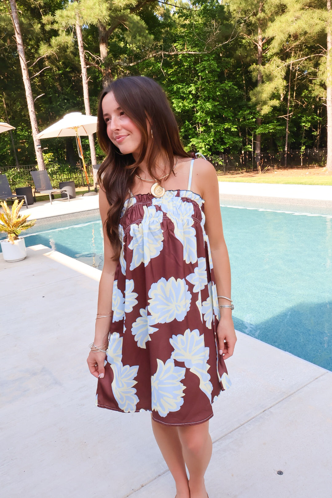 Brown Floral Mini Dress
