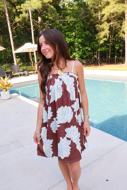 Brown Floral Mini Dress