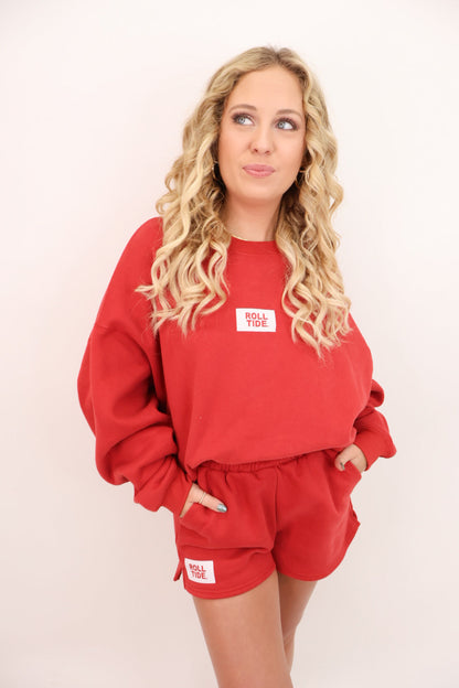 The Becca Boxy Pullover + Shorts Set - Roll Tide Patch
