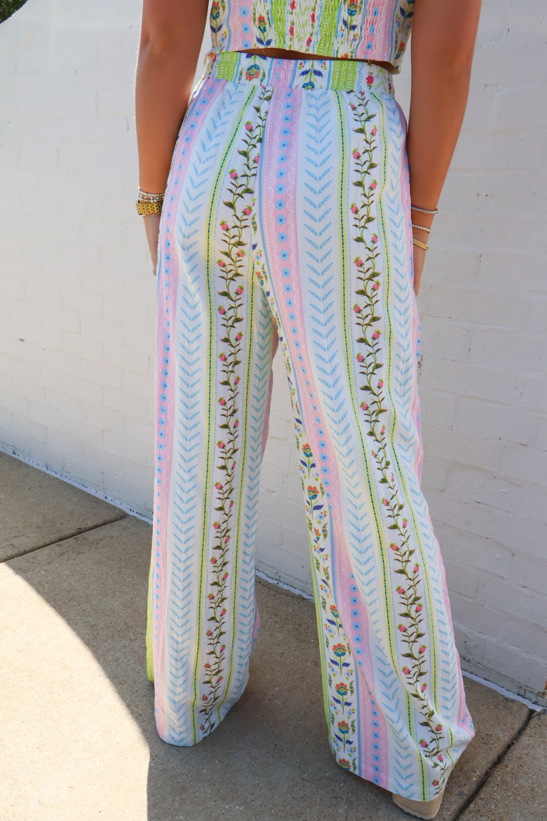 Garden Party Floral Print Crop Top and Wide Leg Pants Set