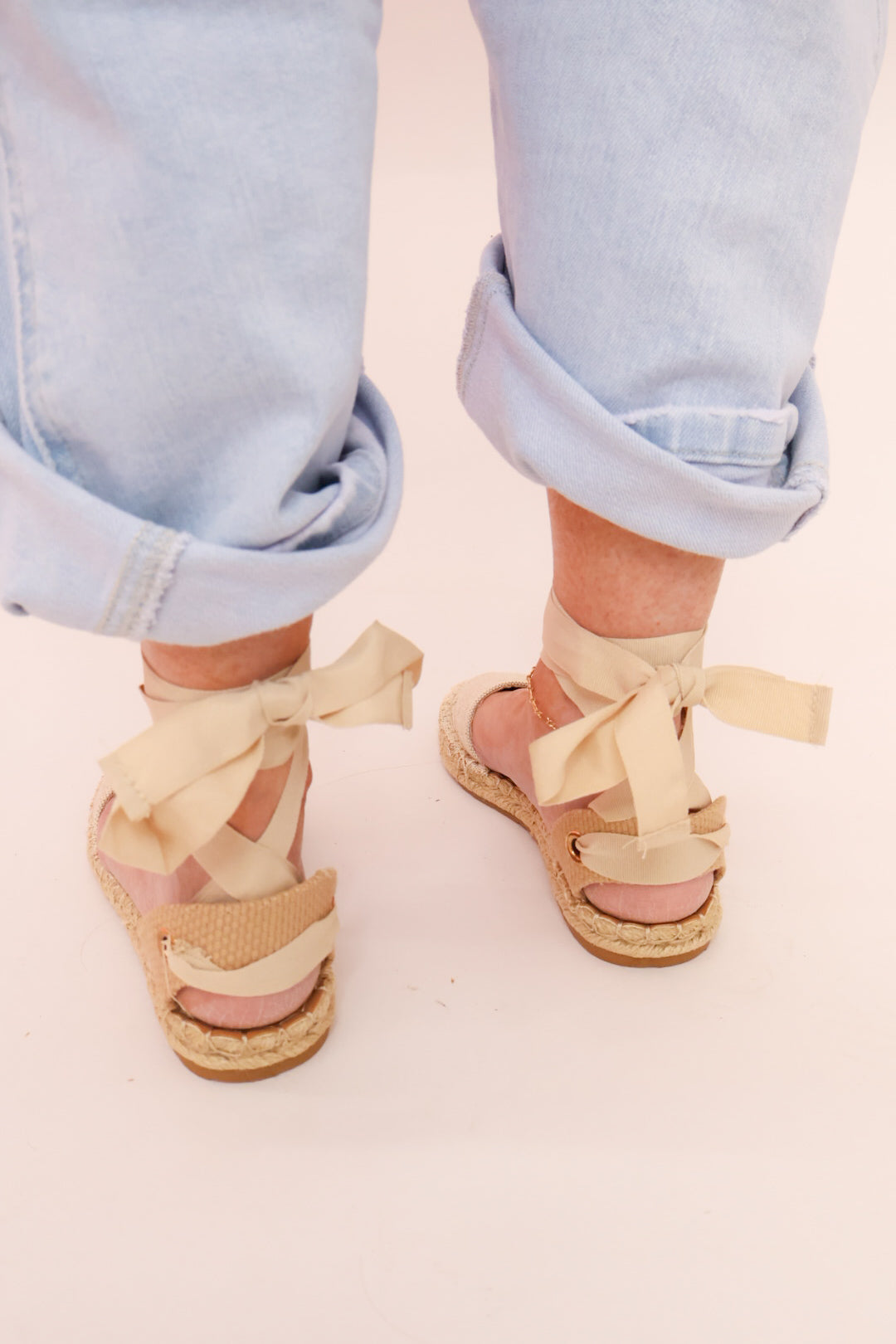 Canvas Ankle Wrap Espadrille Flats