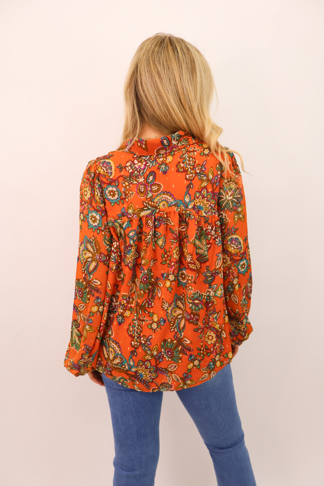 Rust Floral Print Blouse