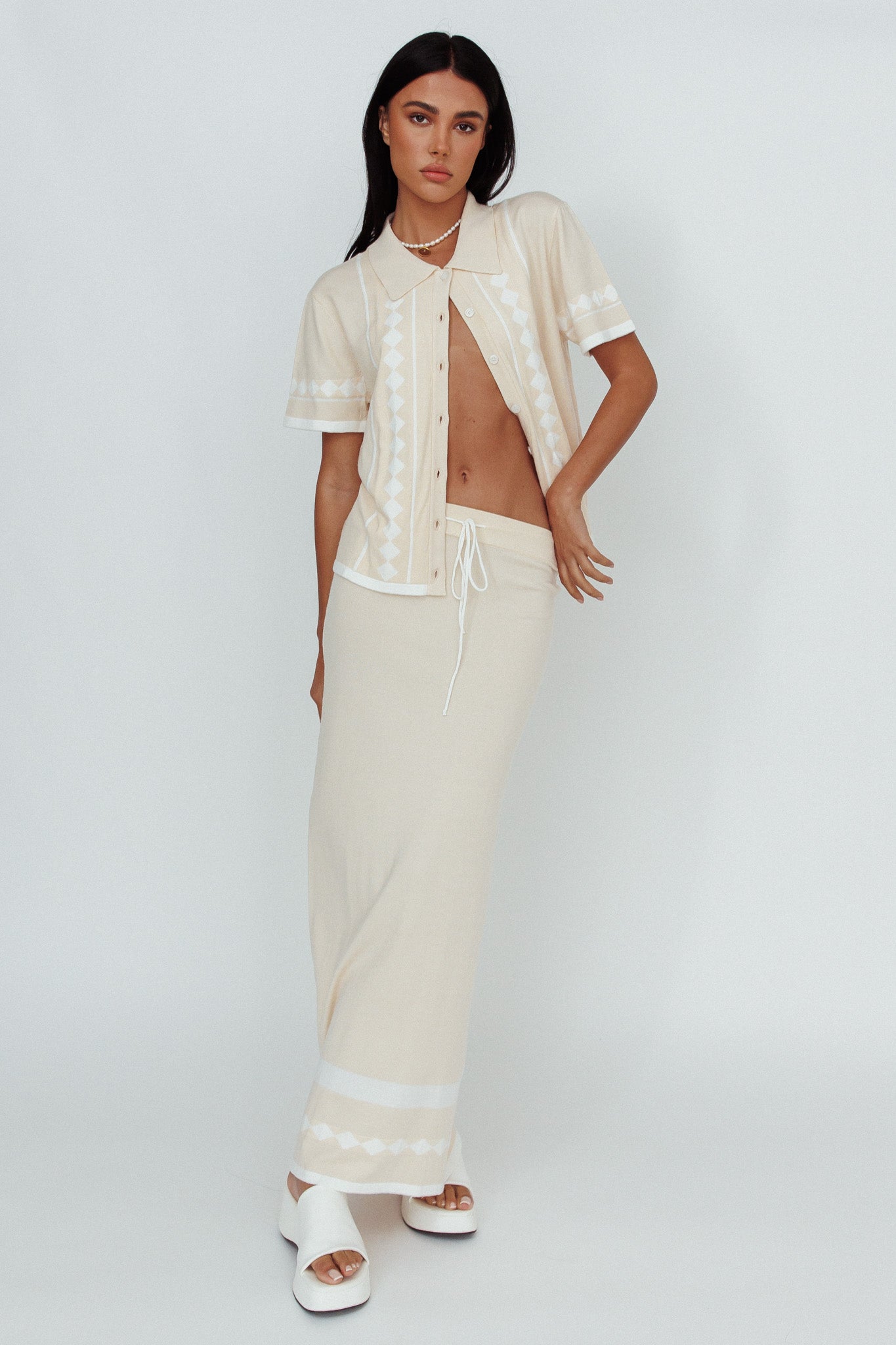 Amalfi Sun Knit Button-Up Shirt Sand