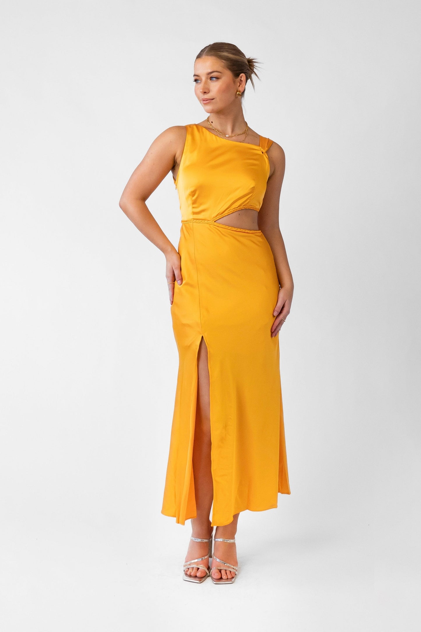 Alina Mango Satin Midi Dress