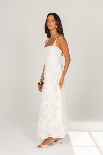 Aspen White Floral Embroidered Maxi Dress