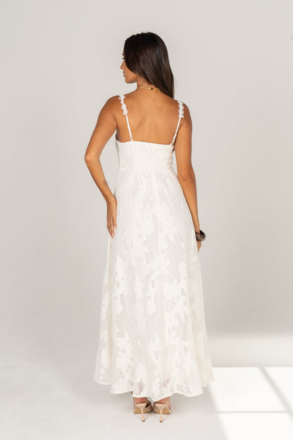 Aspen White Floral Embroidered Maxi Dress