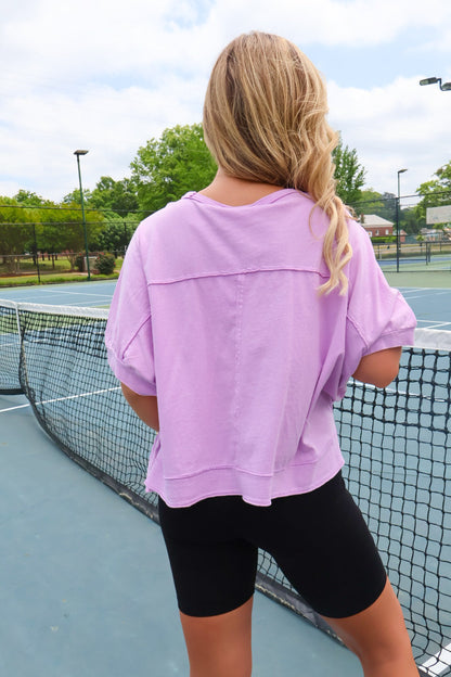 Washed Oversized Pocket Tee - Lavender