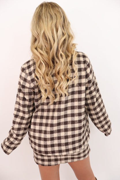 Brown Plaid Jacket and Skirt Set