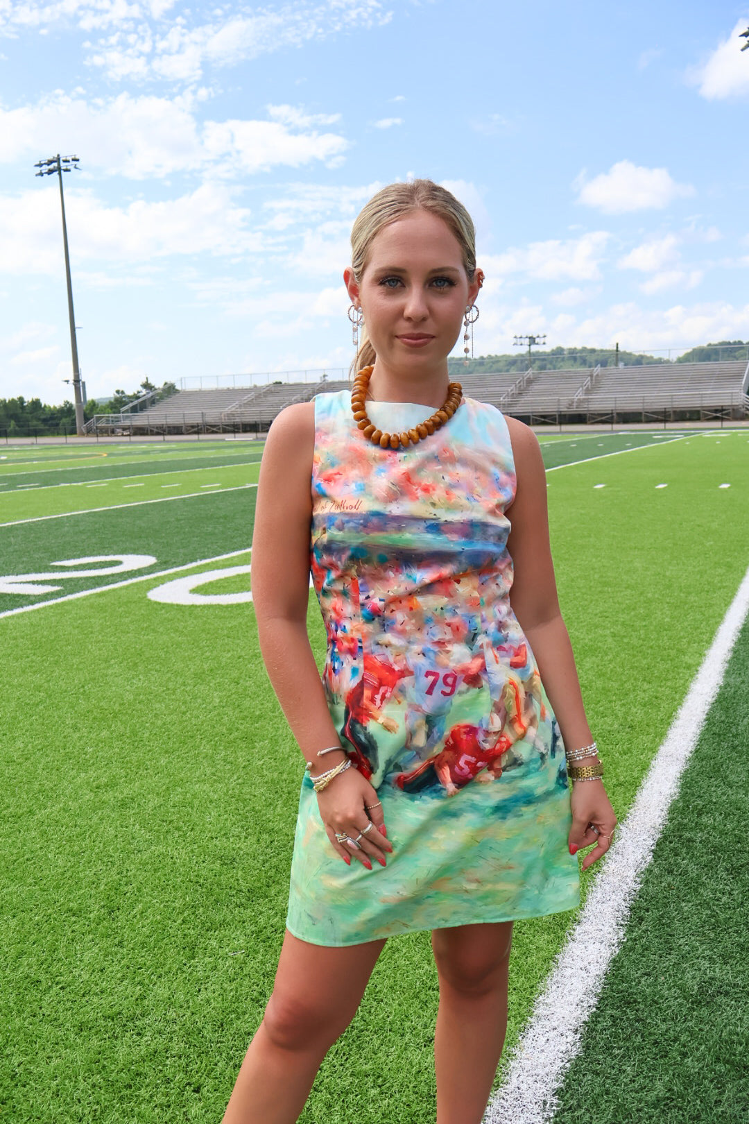 Football Scene Print Shift Dress