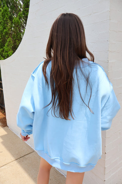 Jesus Saves Mockneck Pullover - Blue